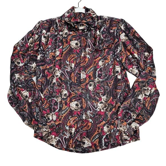 Vintage Nicola Blouse Womens 8 Sheer Striped Tie Neck Long Sleeve Career Holiday - Picture 1 of 9